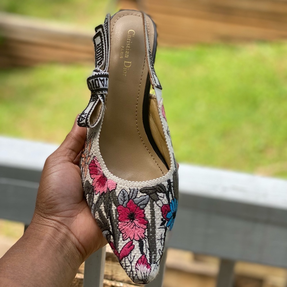 Dior Multicolor Floral Embroidered Heels
